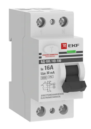Устройство защитного отключения EKF PROxima (УЗО) ВД-100 2P 16А 30мА тип (АС) эл-мех 6кА