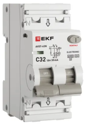 Устройство защитного отключения EKF PROxima Диф.автомат 32А 30мА АВДТ-63N 6кА электронный