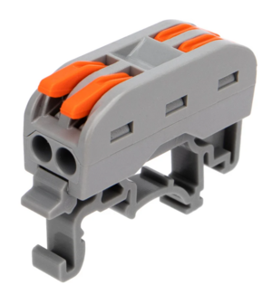 Клемма REXANT соединительная многоразовая проходная 2-полюсная, с креплением на DIN-рейку