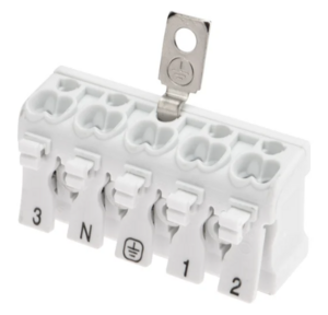 Клемма пружинная соединительная REXANT КСП 5-полюсная с заземлением и с монтажными ножками