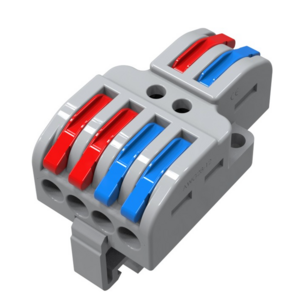 Клемма REXANT СМК 2х2D проходная разветвительная 2 полюса на DIN-рейку (0,08-4 мм²) (1 ввод, 2 вывода на полюс)