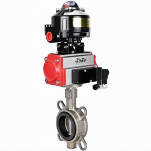 Затвор дисковый поворотный DN.ru WBV3131N-2W-Fb-H Ду80 Ру16, корпус - нержавеющая сталь 304, диск - нержавеющая сталь 304, уплотнение - NBR, с пневмоприводом DN.ru PA-DA-083, пневмораспределителем DN.ru 4M310-08 220В и БКВ DN.ru APL-510N EX