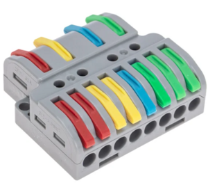 Клемма СМК 4х2 проходная разветвительная 4 полюса, с монтажной площадкой (1 ввод, 2 вывода на полюс) (блистер 4 шт/уп) REXANT