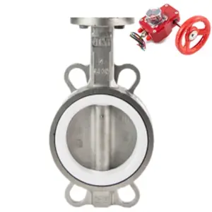 Затвор дисковый поворотный DN.ru WBV3131P-2W-Fb-H Ду125 Ру16 межфланцевый, корпус - нержавеющая сталь 304, диск - нержавеющая сталь 304, уплотнение - PTFE, с редуктором DN.ru HGBF RQN2-320Z с индикатором положения и датчиком обратной связи