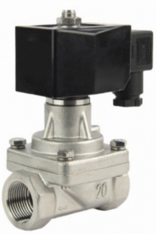 Клапан электромагнитный DN.ru VS731-PT-NC-24VAC 1/2" Ду15 Ру10 прямого действия двухходовой, корпус - сталь нержавеющая 304, присоединение - внутренняя резьба, уплотнение - PTFE, нормально-закрытый, катушка - 24В AC