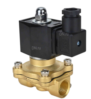 Клапан электромагнитный DN.ru VS300-VT-NC-220VAC 1/4" Ду8 Ру10, соленоидный двухходовой, корпус - латунь, уплотнение - Viton, резьбовой, нормально-закрытый, прямого действия, катушка - 220В