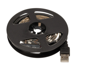 Лента светодиодная LAMPER 5В, SMD5050, 4,8Вт/м, 60 LED/м, RGB, 10мм, 1м, с USB коннектором, черная, IP65