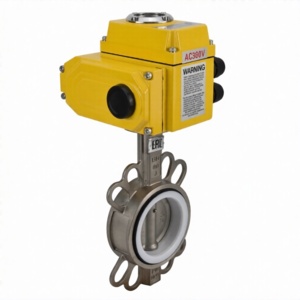 Затвор дисковый поворотный DN.ru WBV3131P-2W-Fb-H Ду125 Ру16, корпус - нержавеющая сталь 304, диск - нержавеющая сталь 304, уплотнение - PTFE, с электроприводом DN.ru QT-N-015EM-B1-220VAC-У1 (0-10В)