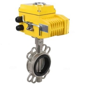 Затвор дисковый поворотный DN.ru WBV3131V-2W-Fb-H Ду250 Ру16, корпус - нержавеющая сталь 304, диск - нержавеющая сталь 304, уплотнение - VITON, с электроприводом DN.ru QT-N-080EM-O1-220VAC-У1 220В