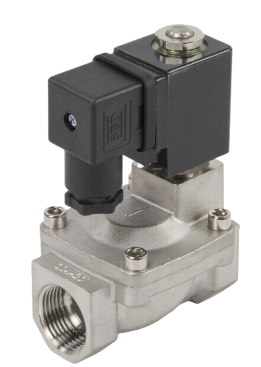 Клапан электромагнитный DN.ru VS431-NT-NC-24VDC 1/2" Ду15 Ру16, соленоидный двухходовой, корпус - нержавеющая сталь 304, уплотнение - NBR, резьбовой, нормально-закрытый, пилотный, катушка - 24В