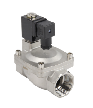 Клапан электромагнитный DN.ru VS431-ET-NC-220VAC 1 1/4" Ду32 Ру16, соленоидный двухходовой, корпус - нержавеющая сталь 304, уплотнение - EPDM, резьбовой, нормально-закрытый, пилотный, катушка - 220В