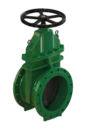 Задвижка кл. обрезин. GALA 3269, DIN F4, н/в шп., корп/клин чугун EN-GJS-450-10, шток н/с, PN16, -10...+80°C, штурвал, Ду80