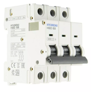 Автоматический выключатель HYUNDAI HGD63H 3PMCS0000C 00063 3 полюса, 63А, ток к.з. 10kA, хар-ка C (DELUXE)