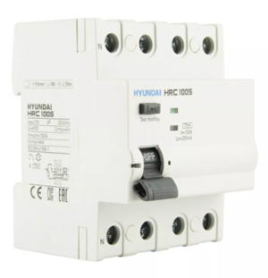 Устройство защитного отключения HYUNDAI HRC100S 4PG5S0000C 00100F 4 полюса, 100A, 100mA (STANDARD), тип A