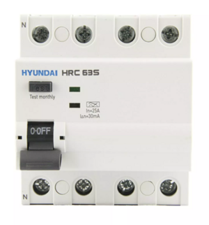 Устройство защитного отключения HYUNDAI HRC63S 4PG7S0000C 00025F 4 полюса, 25A, 300mA (STANDARD), тип A