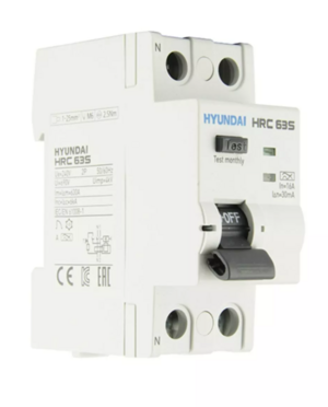 Устройство защитного отключения HYUNDAI HRC63S 2PG7S0000C 00063F 2 полюса, 63A, 300mA (STANDARD), тип A