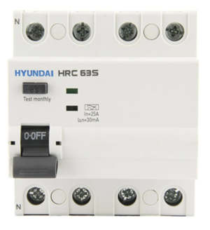 Устройство защитного отключения HYUNDAI HRC63S 4PG4S0000C 00025F 4 полюса, 25A, 30mA (STANDARD), тип A