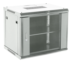 Настенный шкаф REXANT 19" 9U 600×600×501, дверь стекло, металлическая задняя стенка, боковые съемные стенки, RAL 7035