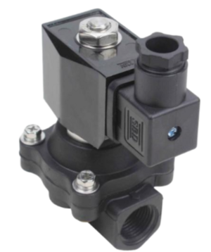 Клапан электромагнитный DN.ru VS541-ET-NC-24VDC 2" Ду50 Ру7, соленоидный двухходовой, корпус - пластик PA66, уплотнение - EPDM, резьбовой, нормально-закрытый, прямого действия, катушка - 24В