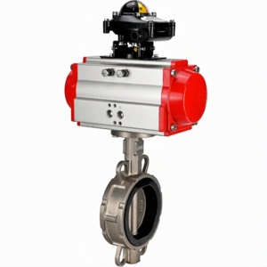 Затвор дисковый поворотный DN.ru WBV3131V-2W-Fb-H Ду50 Ру16, корпус - нержавеющая сталь 304, диск - нержавеющая сталь 304, уплотнение - VITON, с пневмоприводом DN.ru PA-SA-083 и БКВ DN.ru APL-210N