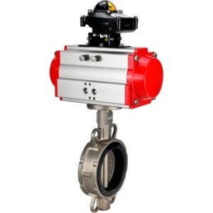 Затвор дисковый поворотный DN.ru WBV3131E-2W-Fb-H Ду250 Ру16, корпус - нержавеющая сталь 304, диск - нержавеющая сталь 304, уплотнение - EPDM, с пневмоприводом DN.ru PA-DA-160 и БКВ DN.ru APL-210N