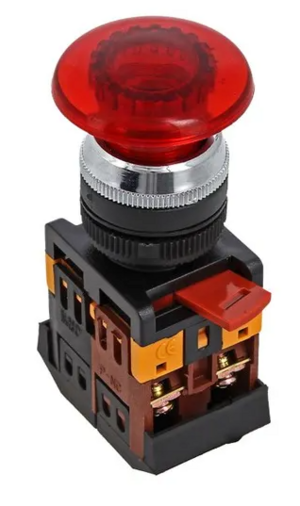 Кнопка EKF PROxima AELA-22 'Грибок' красная с подсветкой NO+NC 24В