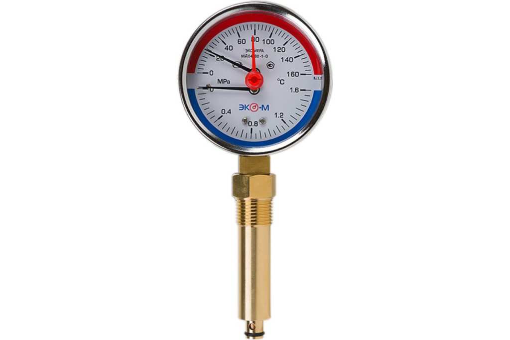 Термоманометр ЭКОМЕРА 160С 1,6МПа Дк80 G1/4"осевой в/к перех G1/2" L=40мм купить с доставкой по РФ