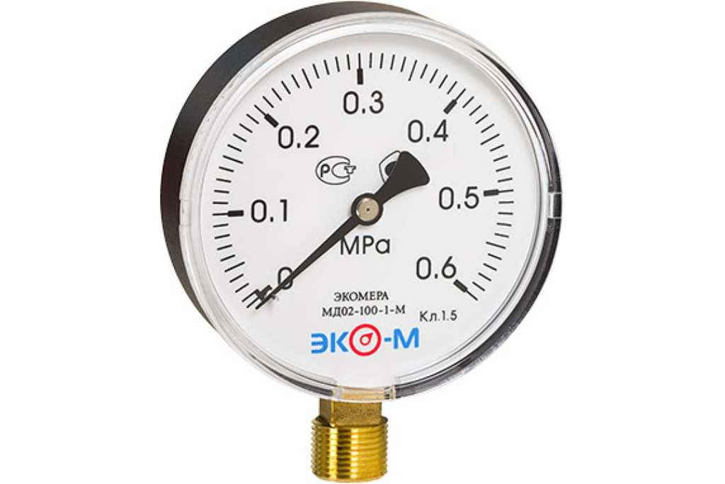 Манометр ЭКОМЕРА радиальный МД02 0-1,6МПа Дк160 М20х1,5 купить с доставкой по РФ