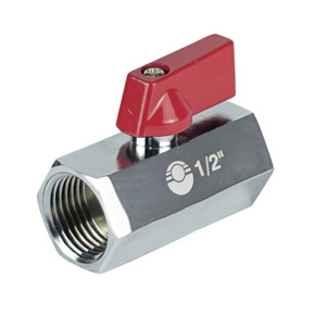 Кран шаровой Valfex латунь красный Ду3/8" Ру10 ВР мини флажковая рукоятка VF.330.NB.038